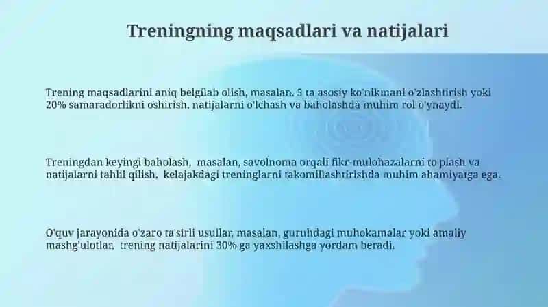 Treningning muhim jihatlari 3