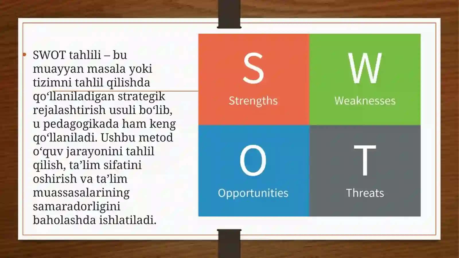 SWOT tahlili haqida taqdimot 3
