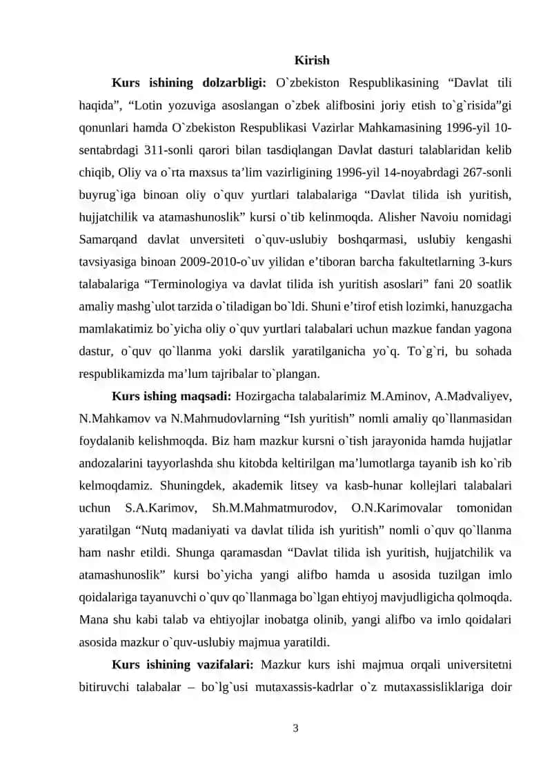 Terminologiya va davlat tilida ish yuritish asoslari 3