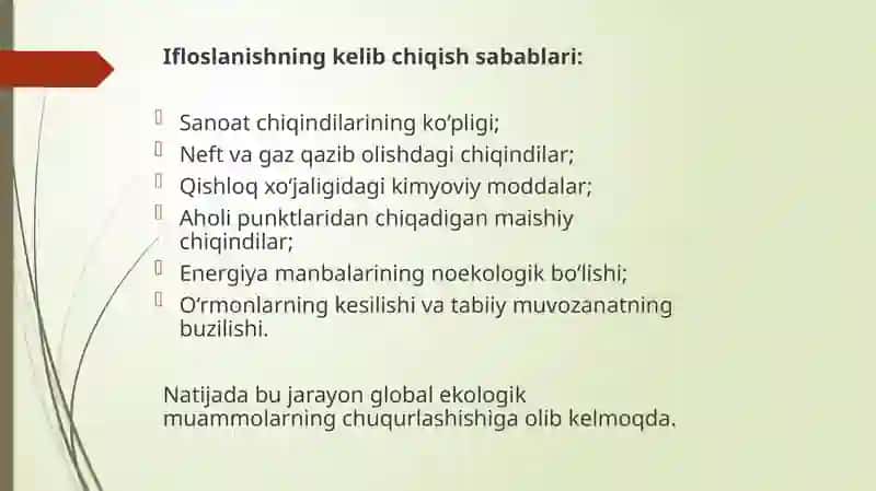 Atrof-muhitning ifloslanishi– global ekologik muammo 3