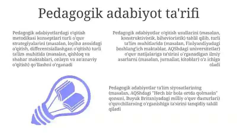 Pedagogik adabiyotlar o'qitish metodikasi 3