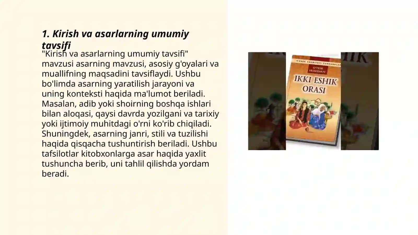 Kirish va asarlarning umumiy tavsifi 3