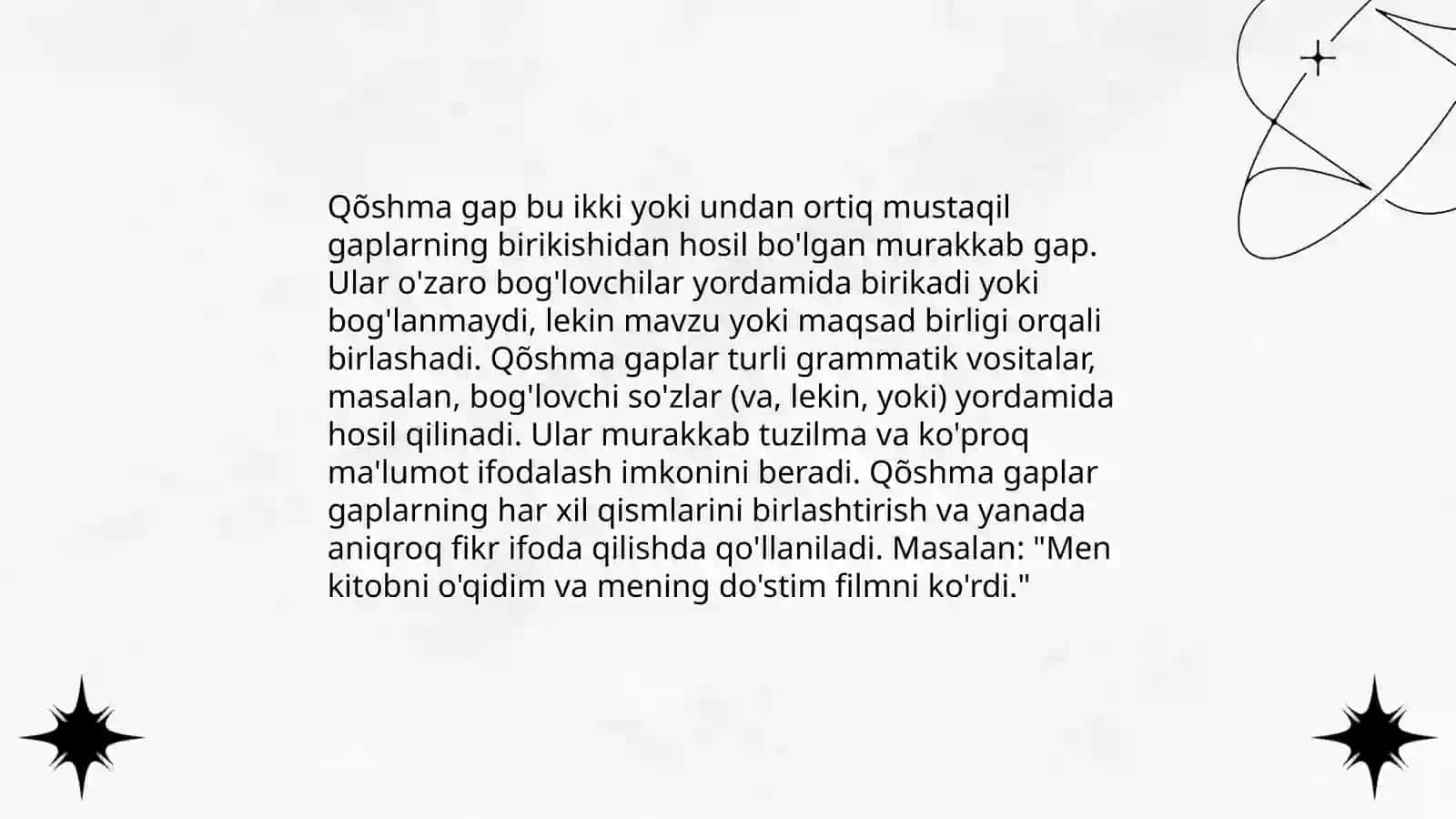 Qõshma gapning ta'rifi va tasnifi 3