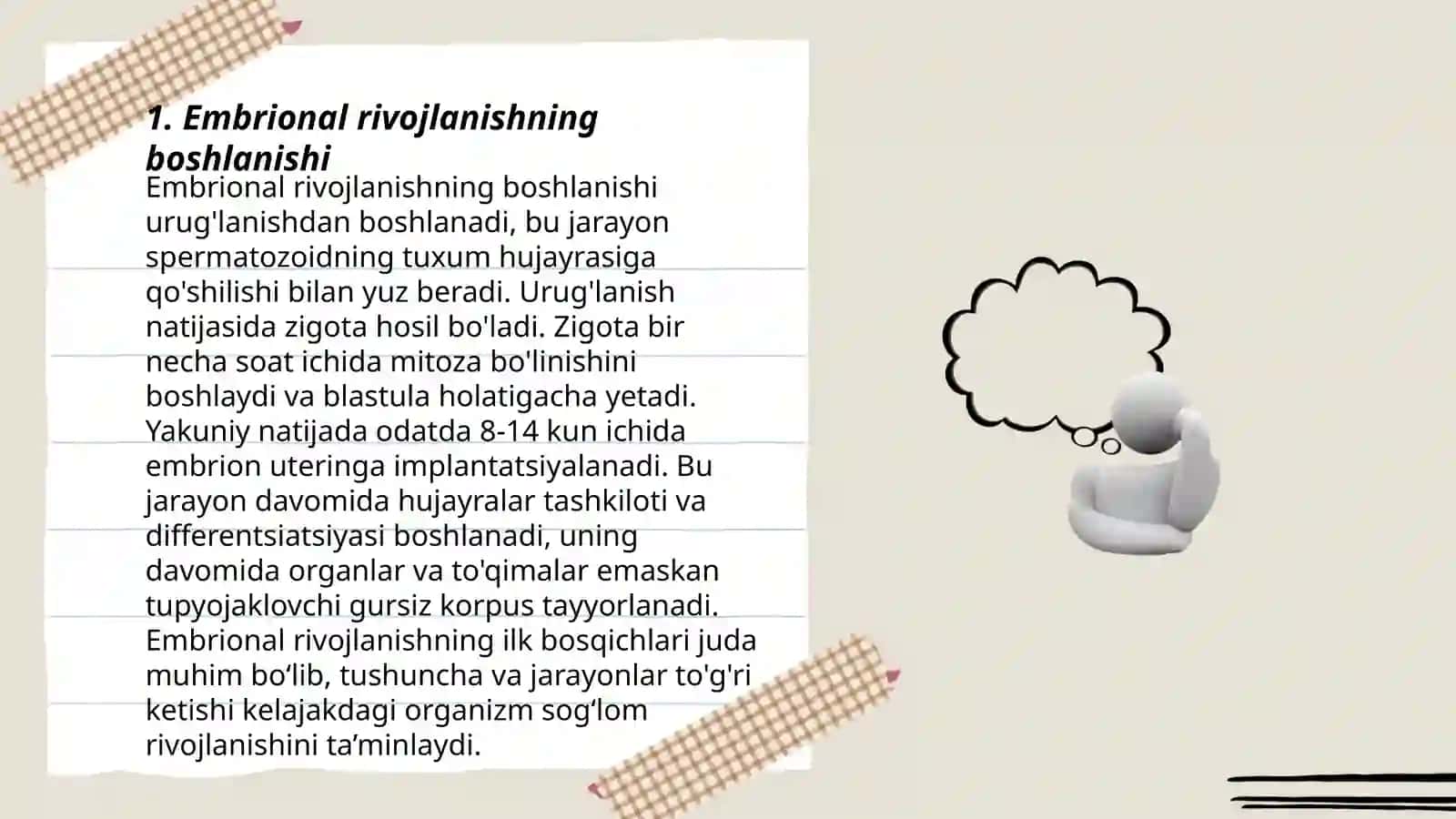 Ontogenez. Embrional ontogenezning asosiy davrlari 3