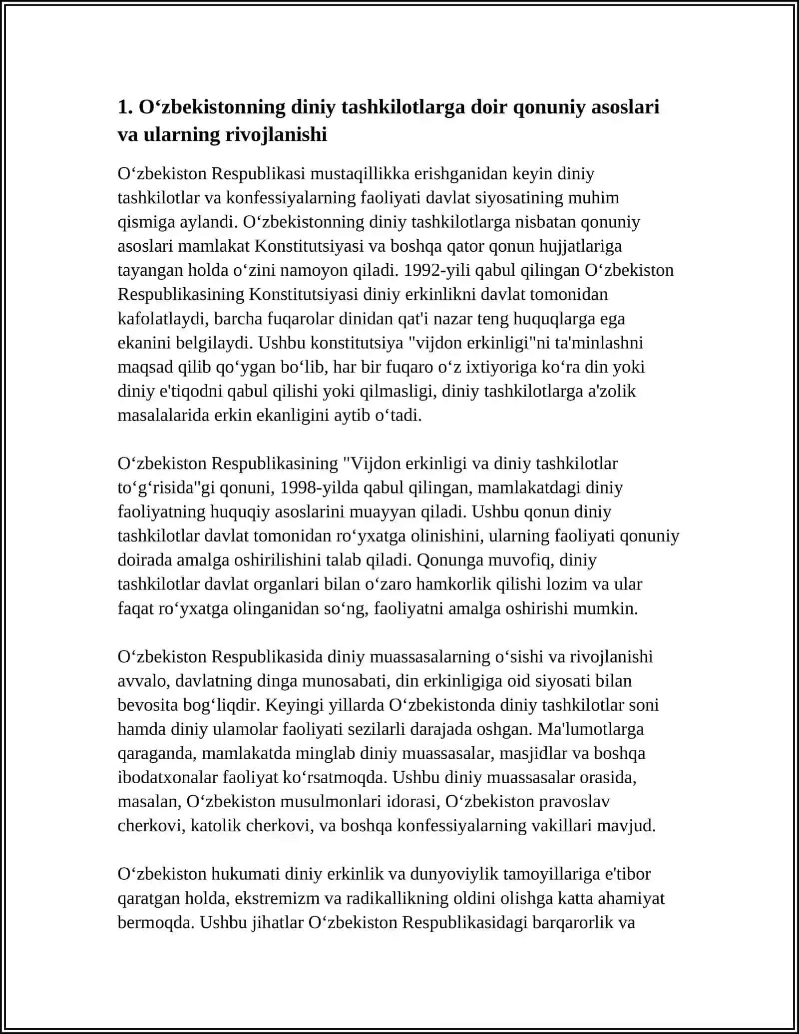O’ZBEKISTONDA DINIY TASHKILOTLAR VA KONFESSIYALAR FAOLIYATI DINAMIKASI 3