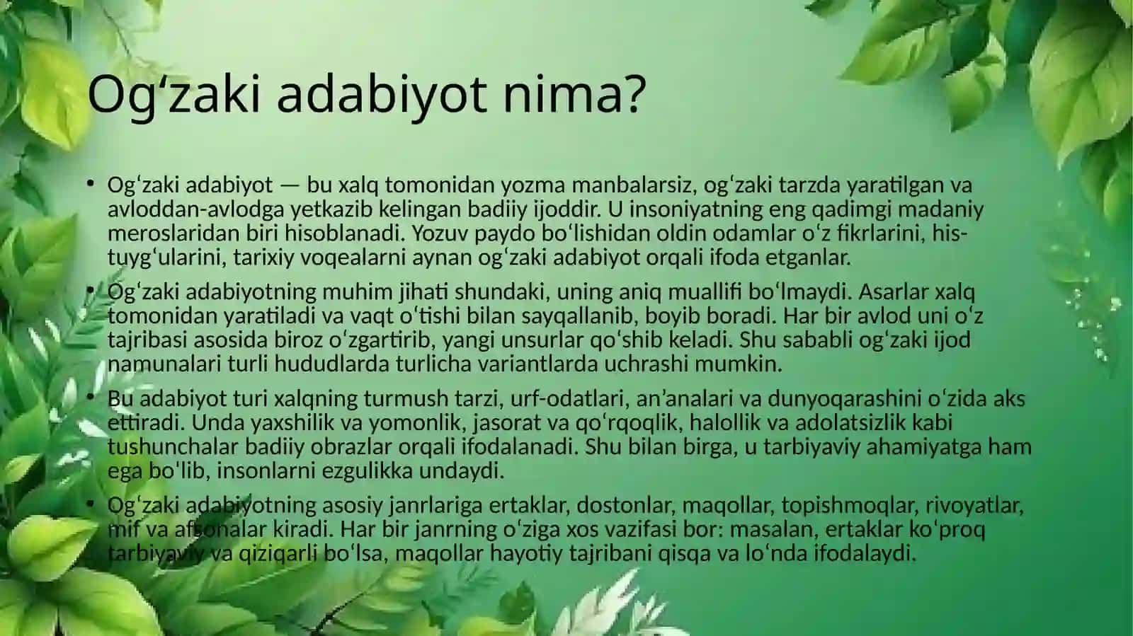Qadimgi og‘zaki adabiyot: Mif va afsonalar 3