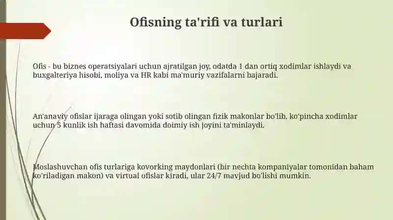 Ofis boshqarish kursi 3