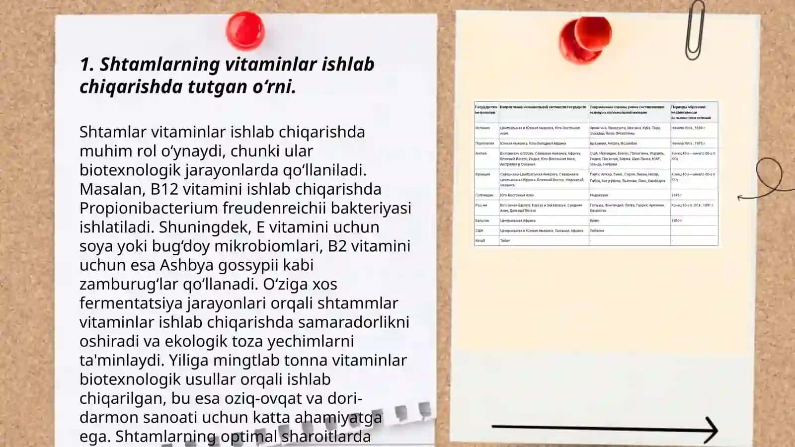 Shtamlarning vitaminlar vaantibiotiklar olishdagi ro‘li 3