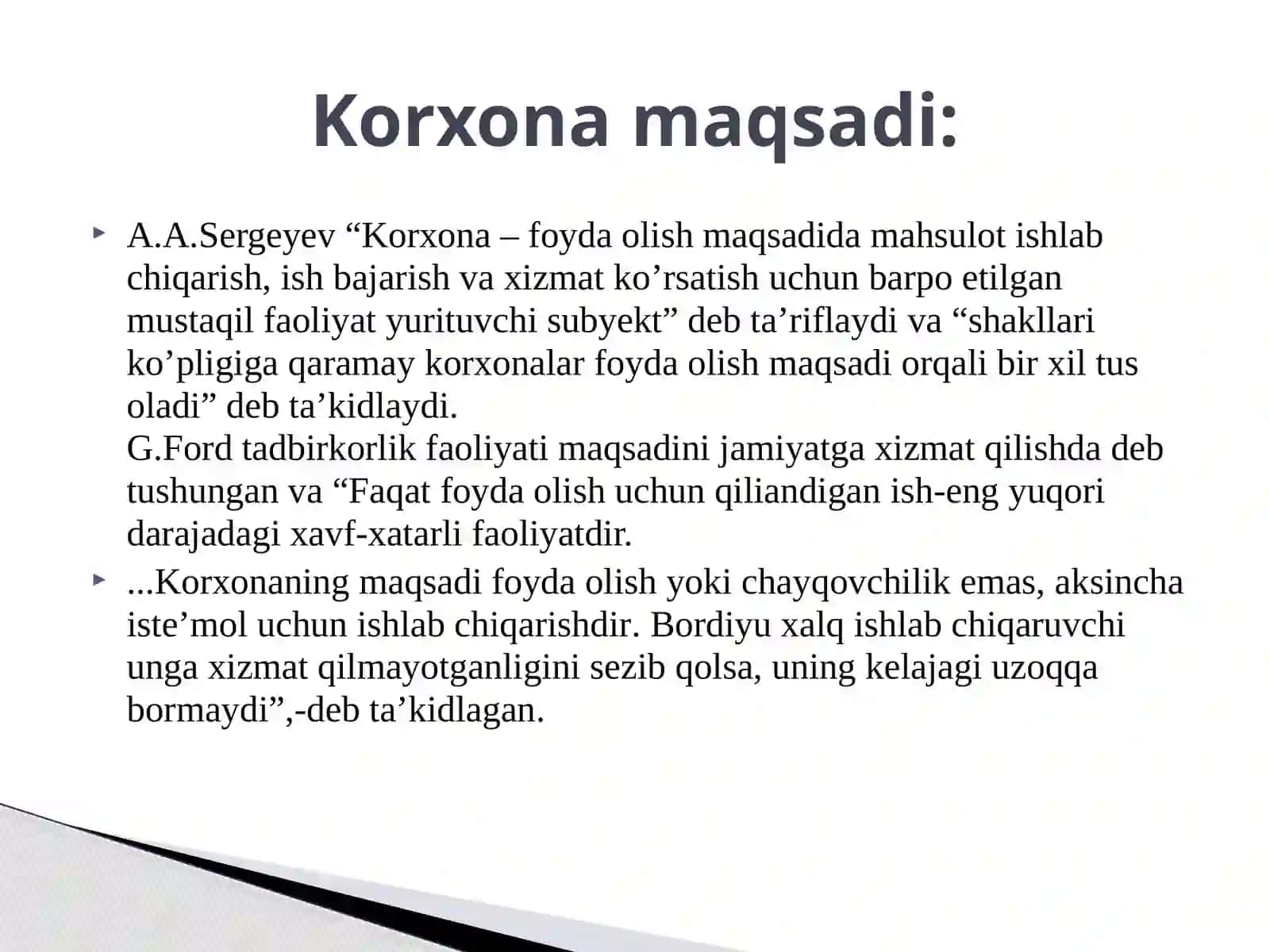 Korxona faoliyati 3