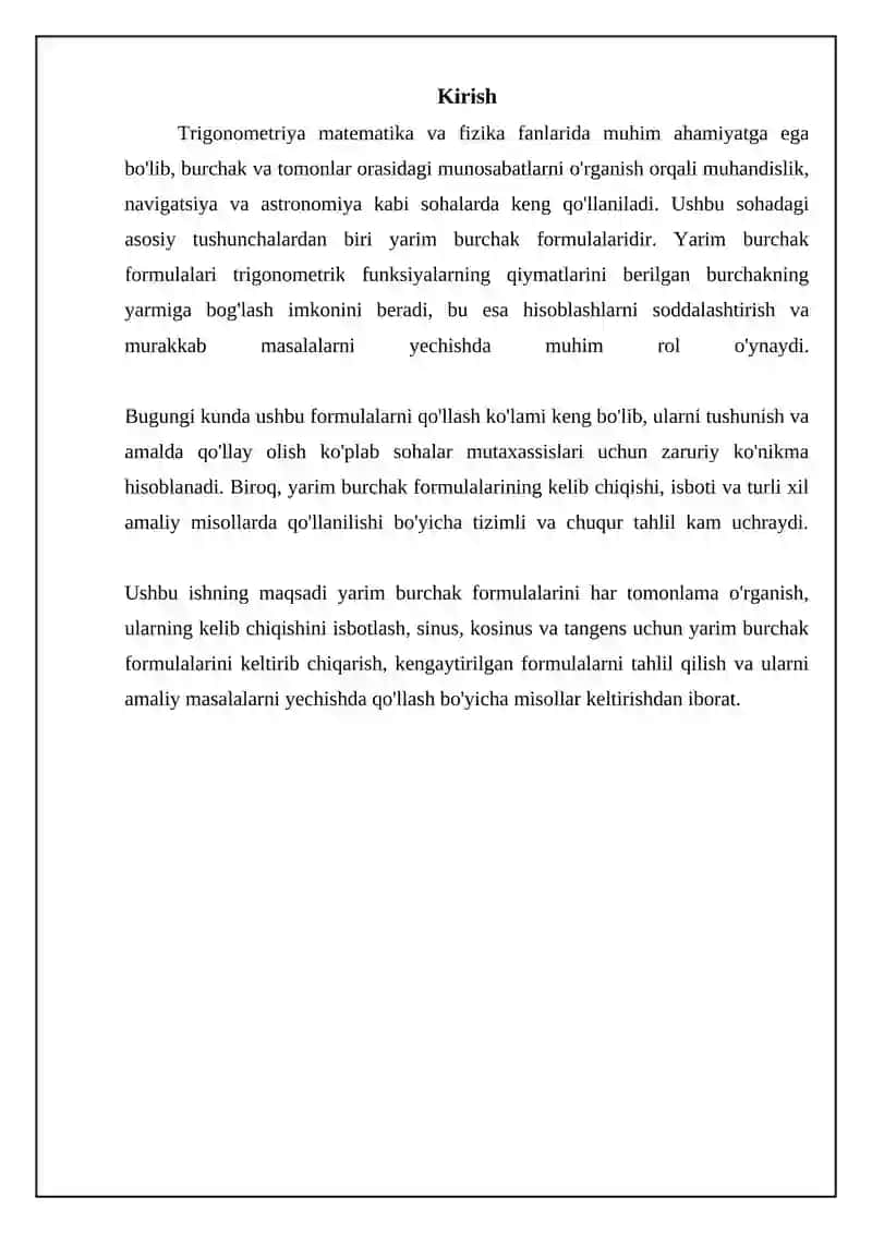 Yarim burchak formulalari 3