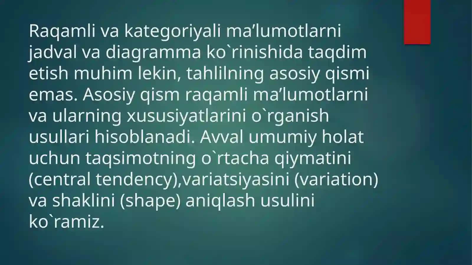 Statistik ko’rsatgichlar 3