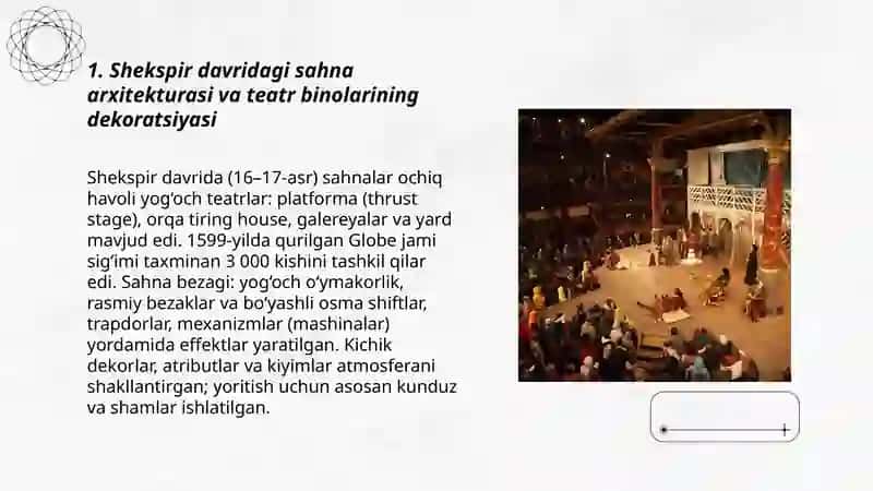 Shekspir va o’tmishdoshlari teatr dekoratsiya san’ati 3