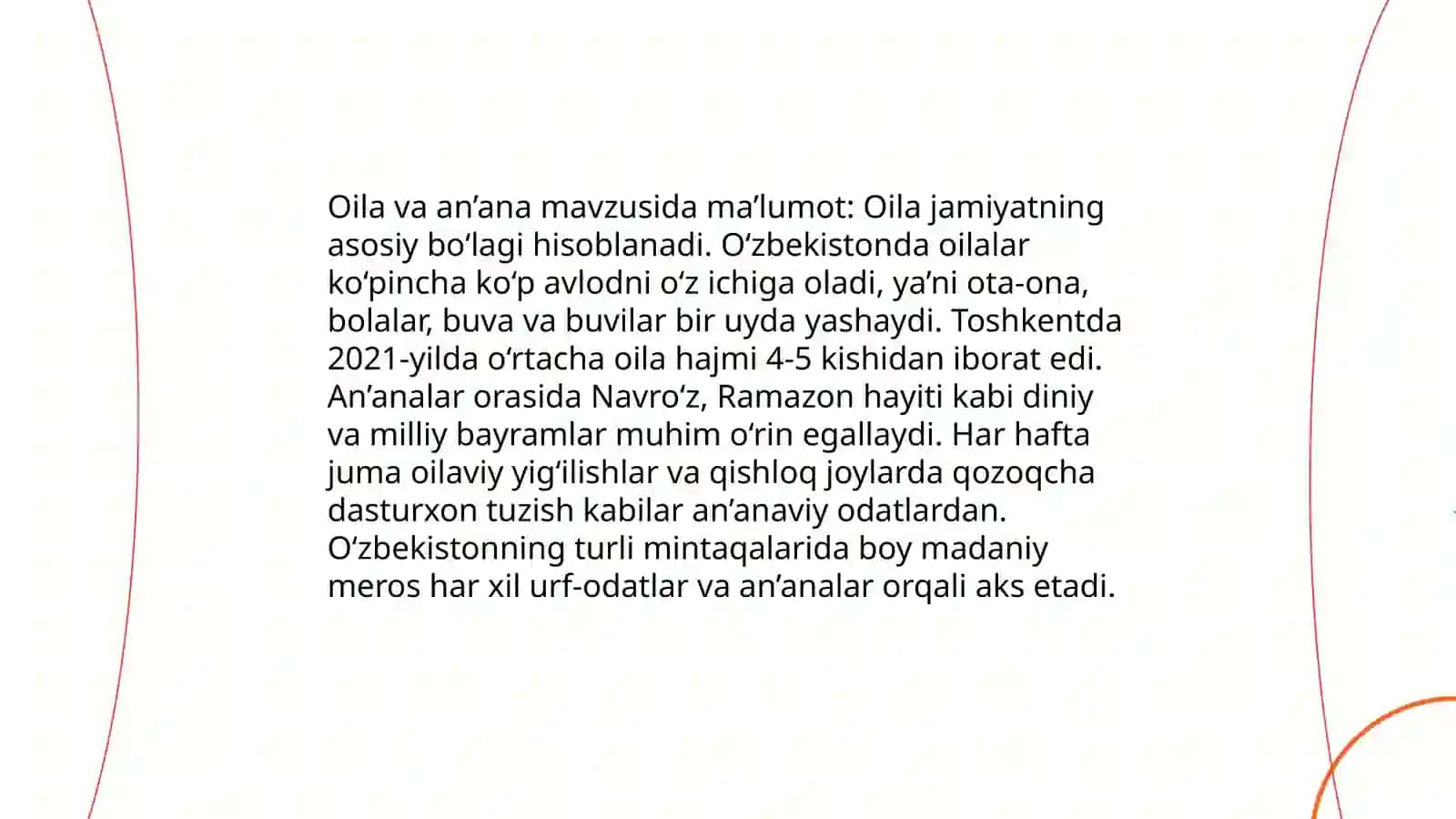 Oila va an’ana mavzusida ma’lumot 3