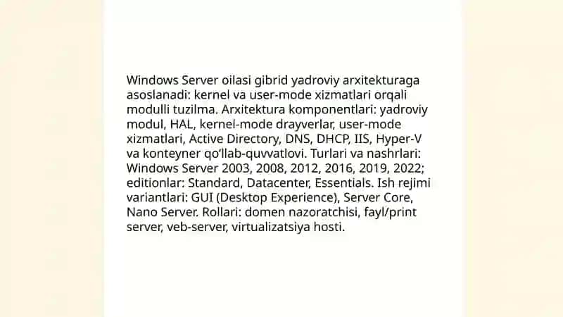 Tarmoq operatsion tizimlari (Windows server OT oilasi misolida) 3
