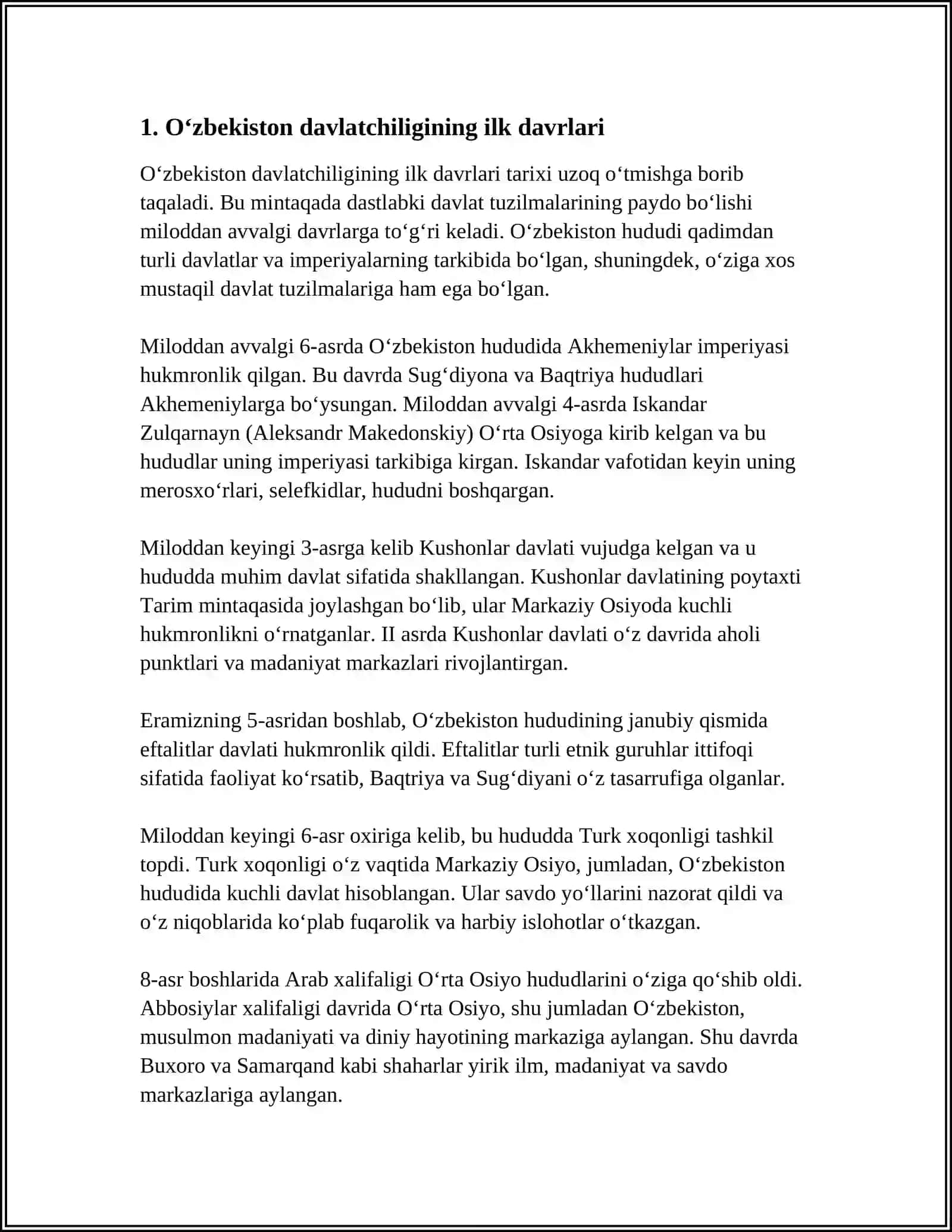 O‘zbekiston Davlatchiligi - Tarixiy Bosqichlari 3