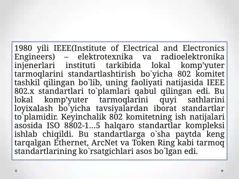 Kompyuter tarmoqlarining standart texnologiyalari 3