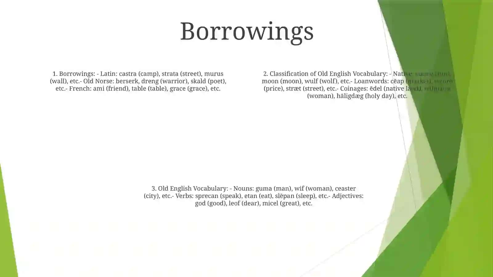 Classification Of Old English Vocabulary 3
