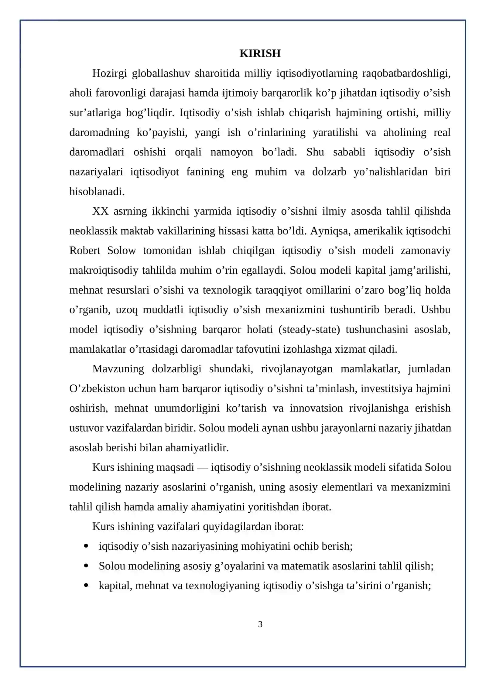 Iqtisodiy o’sishning R. Solou modeli 3