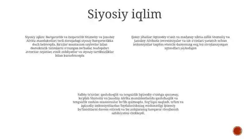 Shimoliy Tropik Va Janubiy Afrika Mamlakatlarining Ijobiy Va Salbiy Jihatlari Mening Nigohimda 3