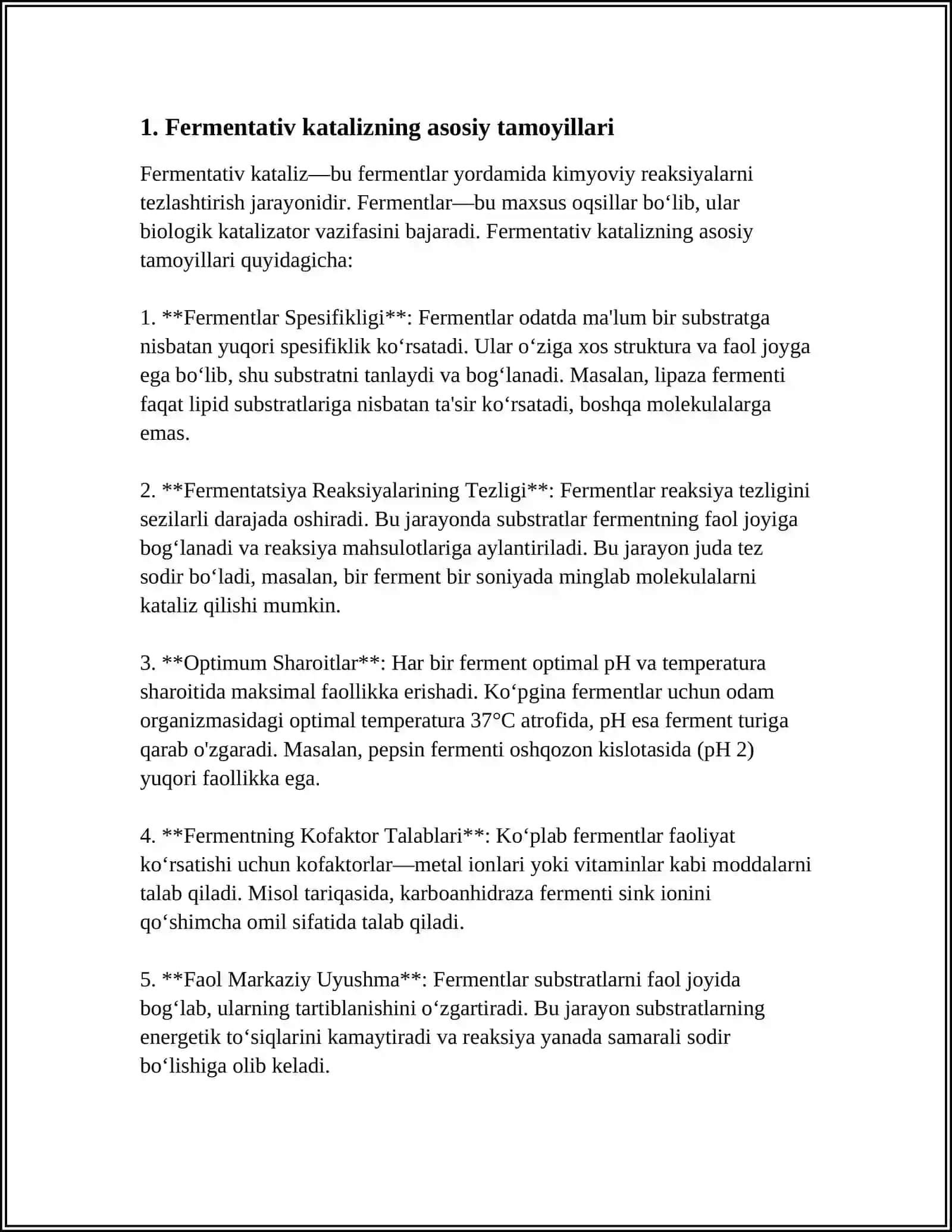 KATALIZ NAZARYASI.FERMENTATIV KATALIZ 3