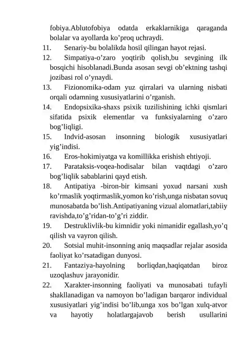 SHAXS PSIXOLOGIYASI BO’YICHA GLOSSARIY 3