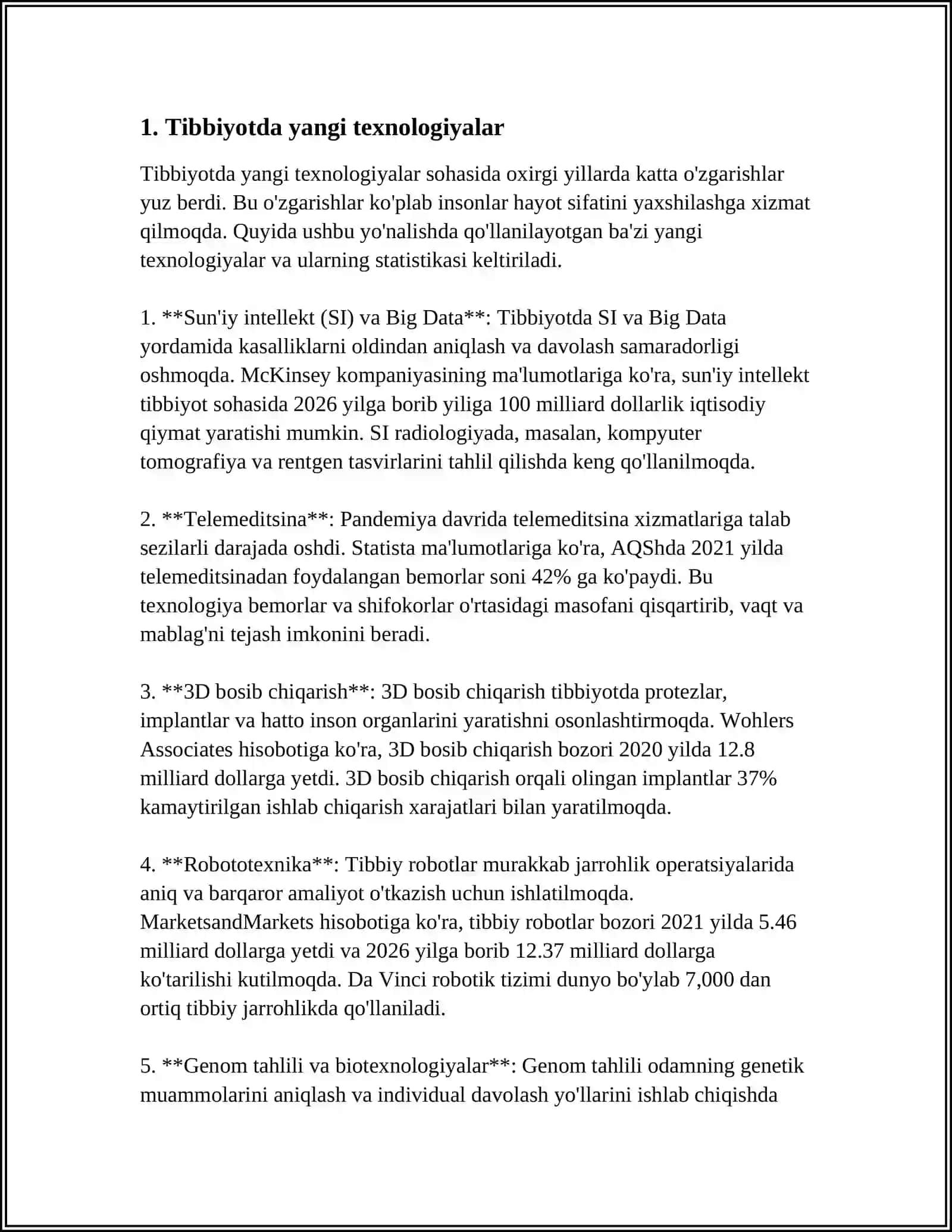 Tibbiyotda yangi texnologiyalar 3