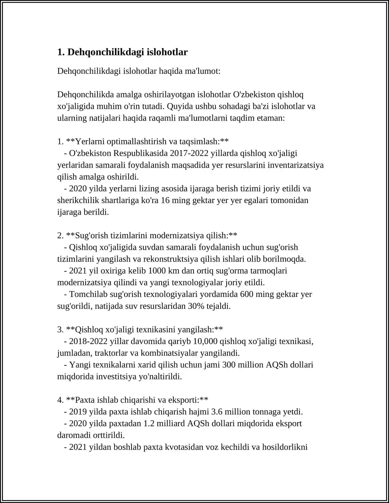 Dehqonchilikdagi islohotlar 3