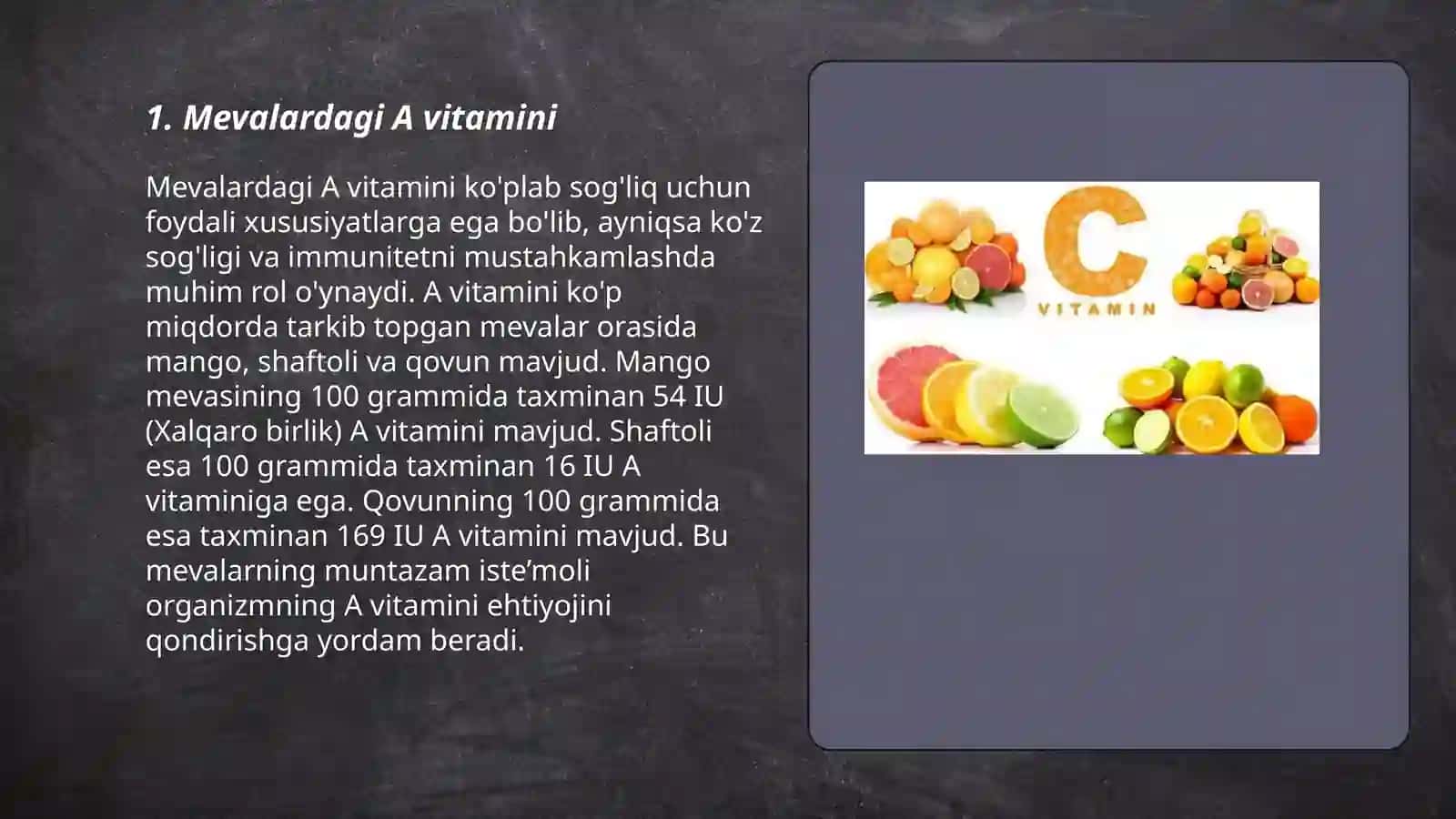 Meva va sabzavotlardagi vitaminlar 3