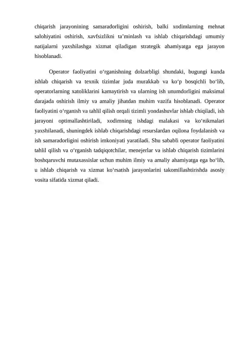 Operator faoliyatini tahlil qilish, o’rganish metodlari 3