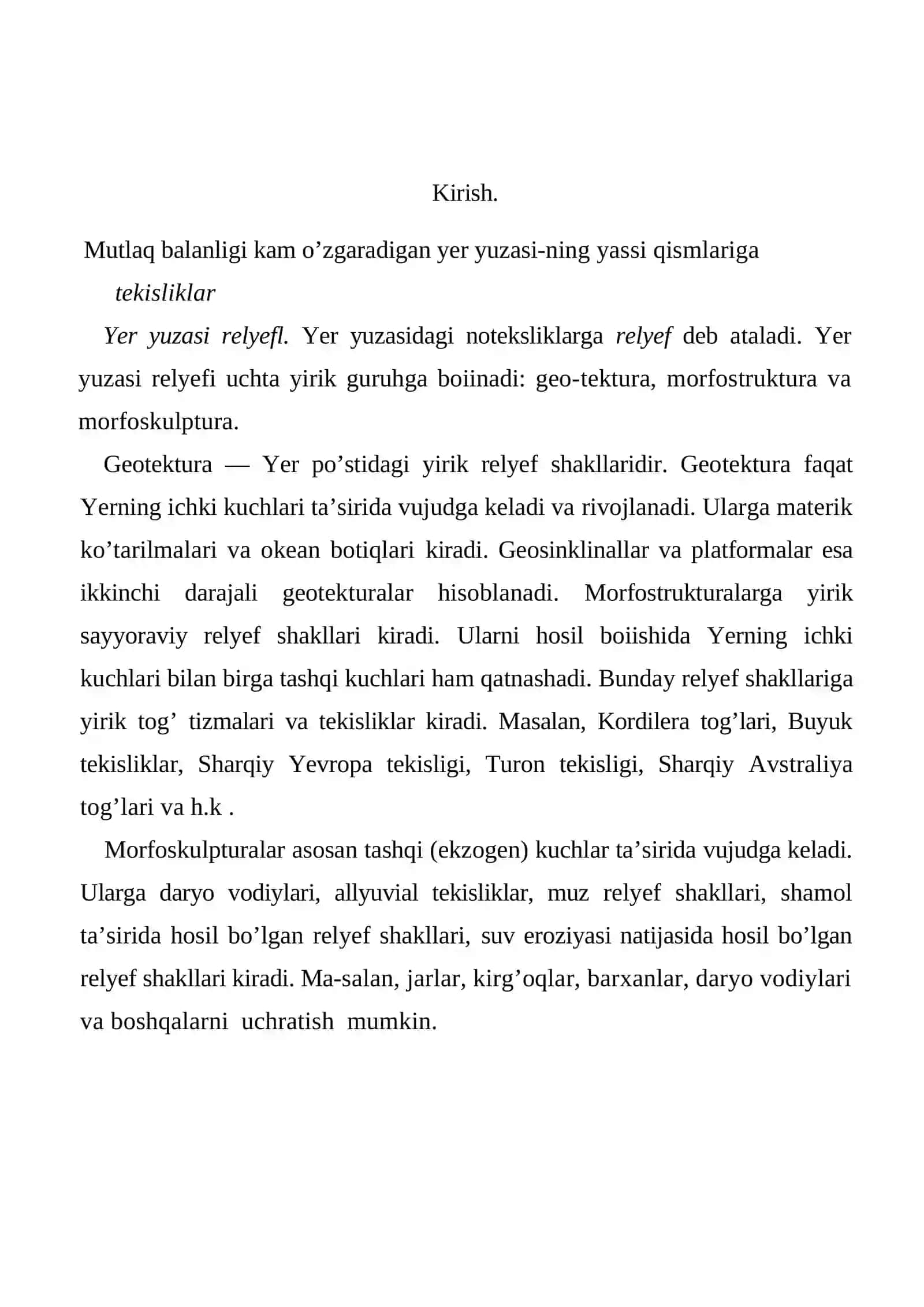 Quruqlik yuzasidagi asosiy relieflar, tekisliklar 3