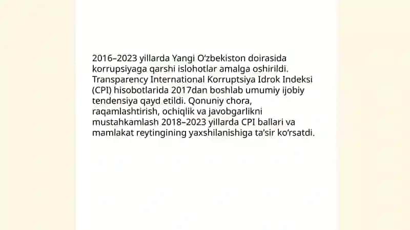 Yangi Oʻzbekiston ijtimoiy-siyosiy, iqtisodiy va madaniy hayotda roʻy berayotgan oʻzgarishlarning xalqaro reyting va indekslarda aks etishi 3