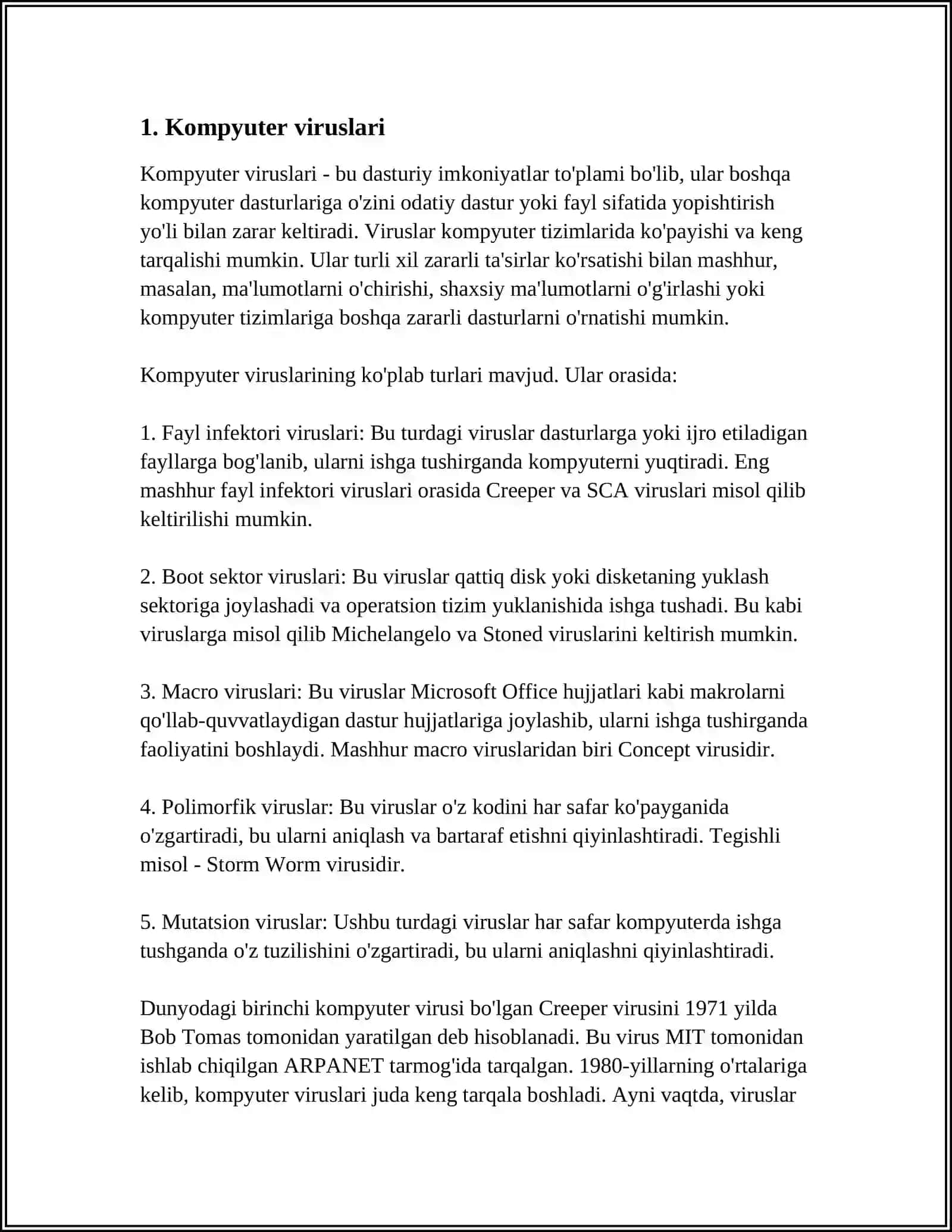 ZARARKUNANDA DASTURLARNING TURLARI 3