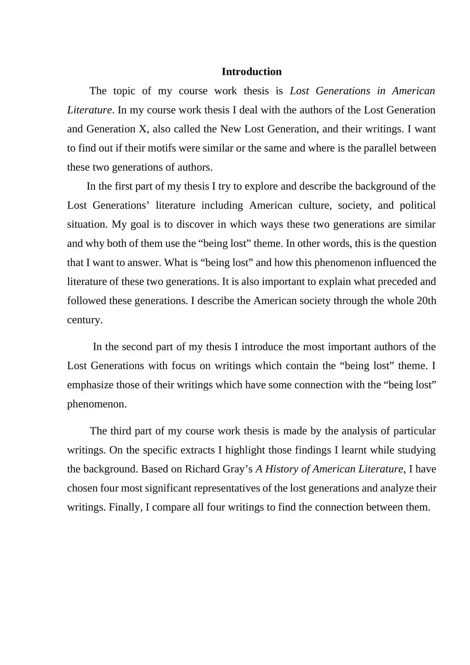 Course Work on Lost Generations in American Literature 3