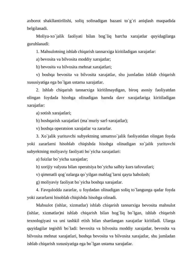 Xarajatlar tahlili 3