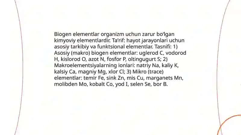 Biogen elementlar va ularning ahamiyati 3