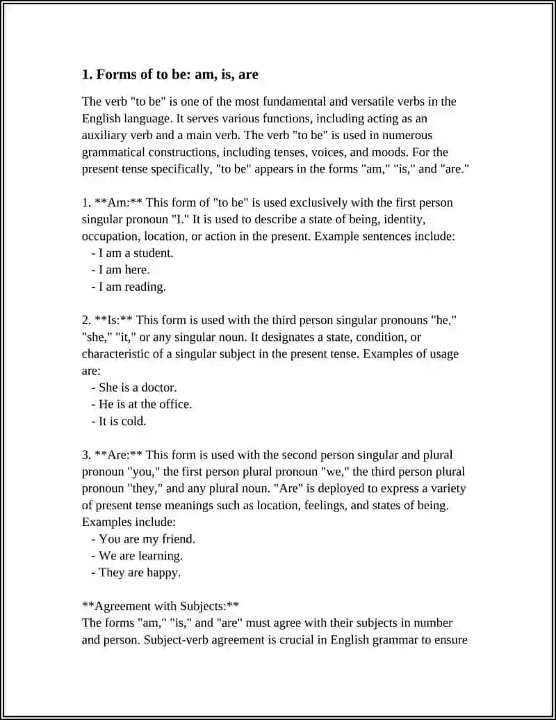 Forms of "to be" 3