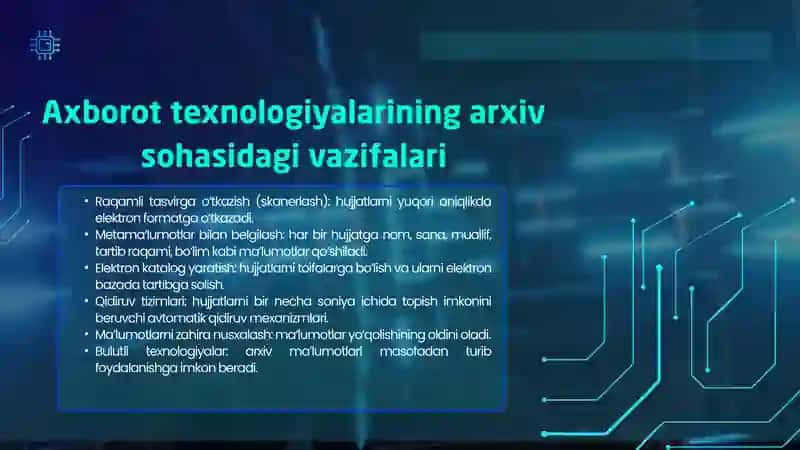 Arxiv ishlarini raqamlashtirish jarayonida axborot texnologiyalarining roli 3