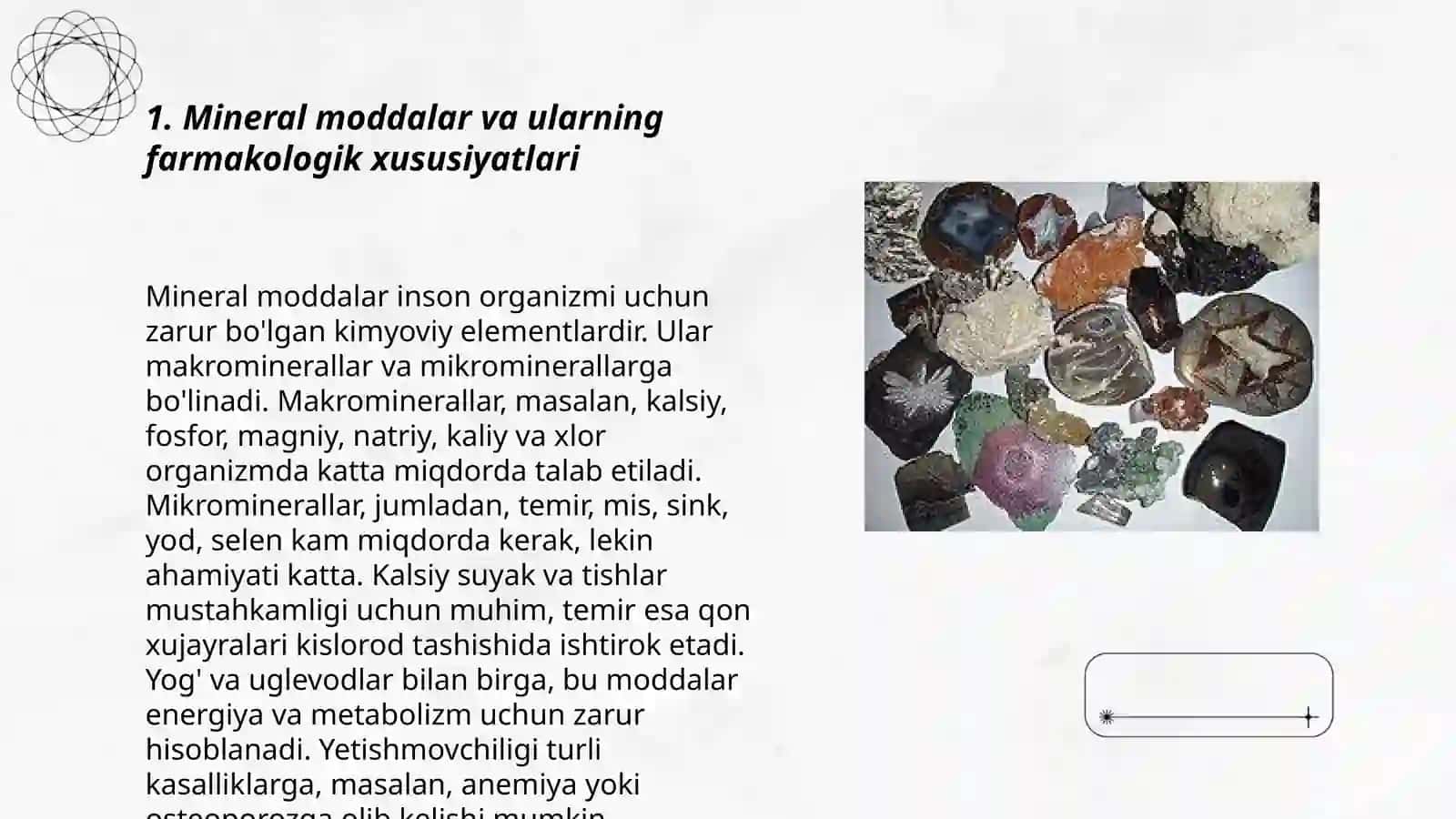 Mineral moddalar farmakalogiyasi 3