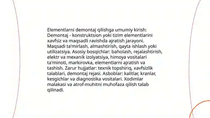 Elementlarni demontaj qilish 3