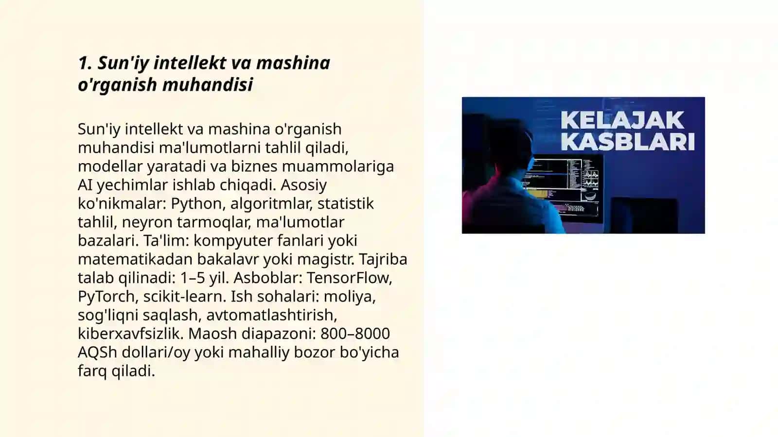 Sun'iy intellekt va mashina o'rganish muhandisi 3