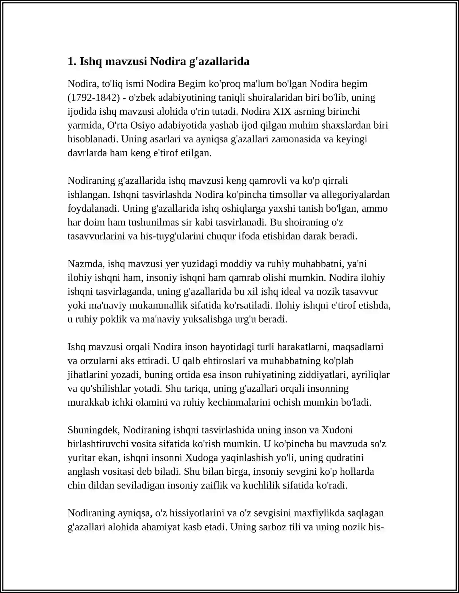 Ishq mavzusi Nodira g'azallarida 3