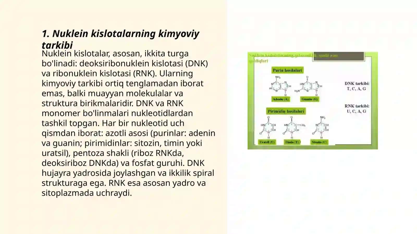 Nuklein kislotalar tuzulishi va hossalari 3