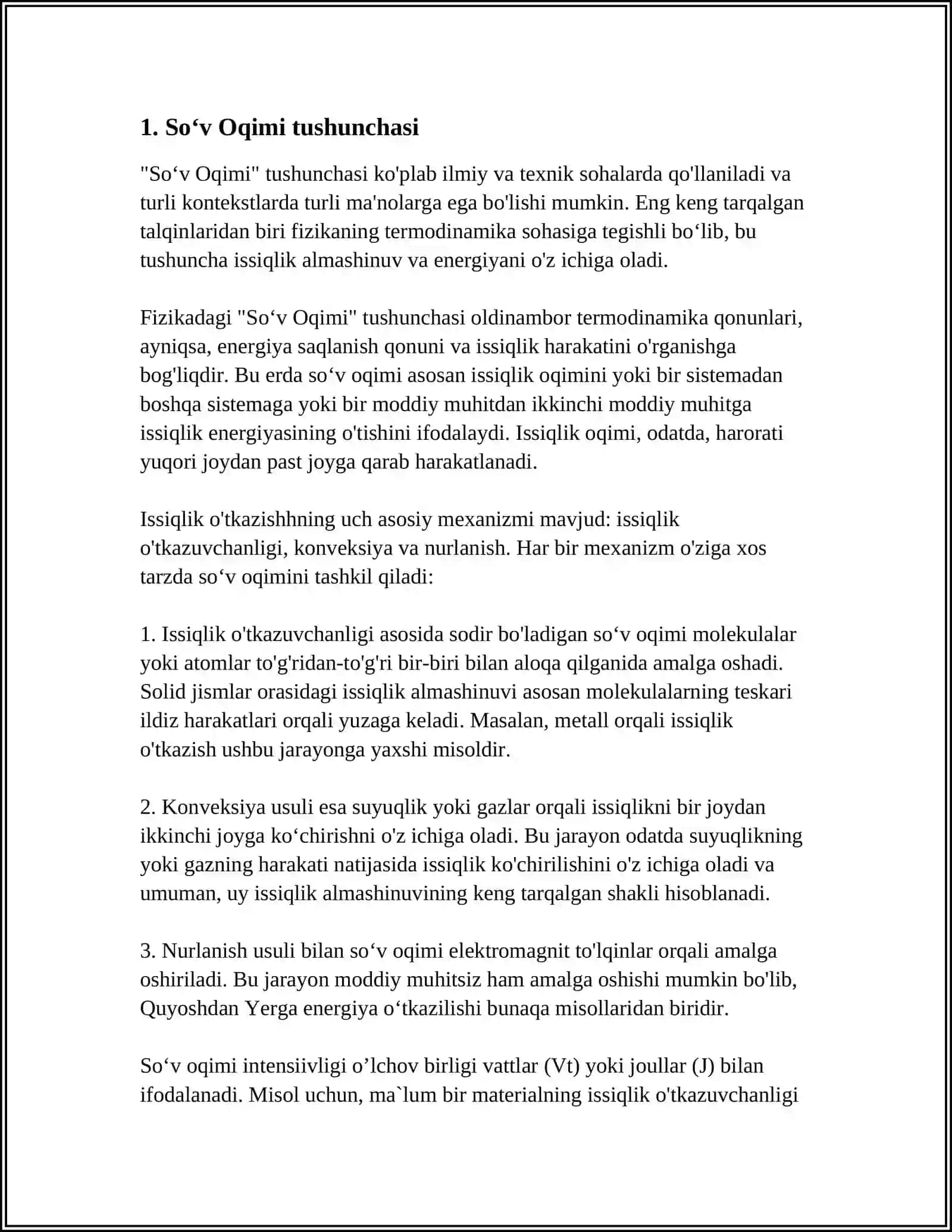SOV OQIMI BILAN KESISH 3