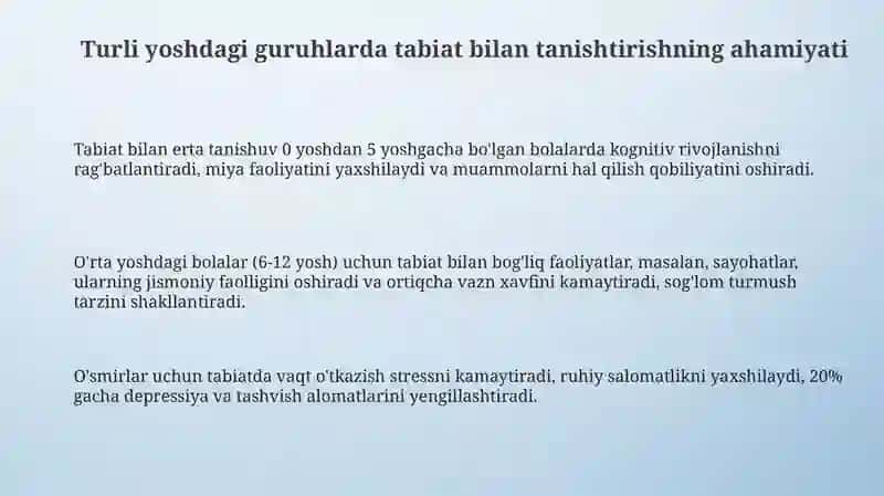 Tabiat bilan tanishtirishning ahamiyati 3