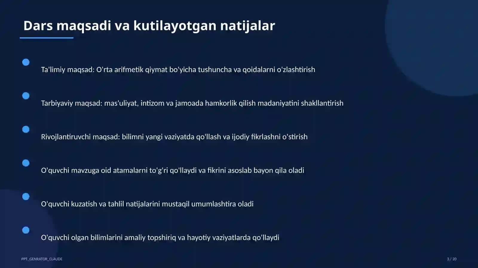 O'rta arifmetik qiymat (5-sinf) 3