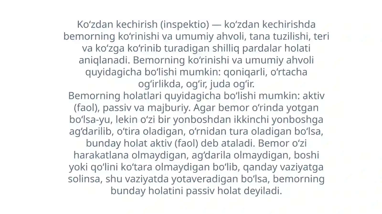 Bemorlarni umumiy ko'zdan kechirish 3