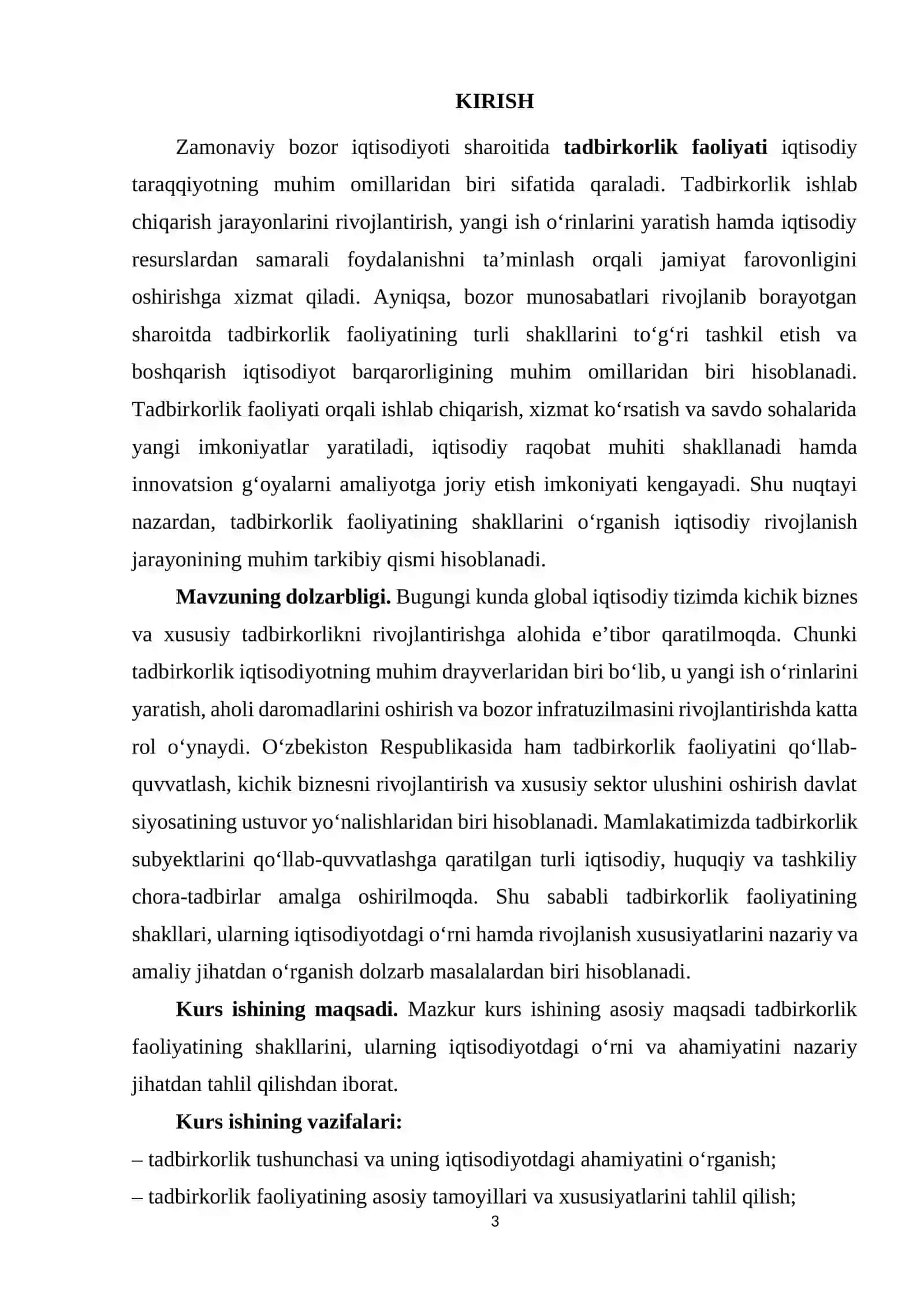 Tadbirkorlik faoliyatining shakllari 3