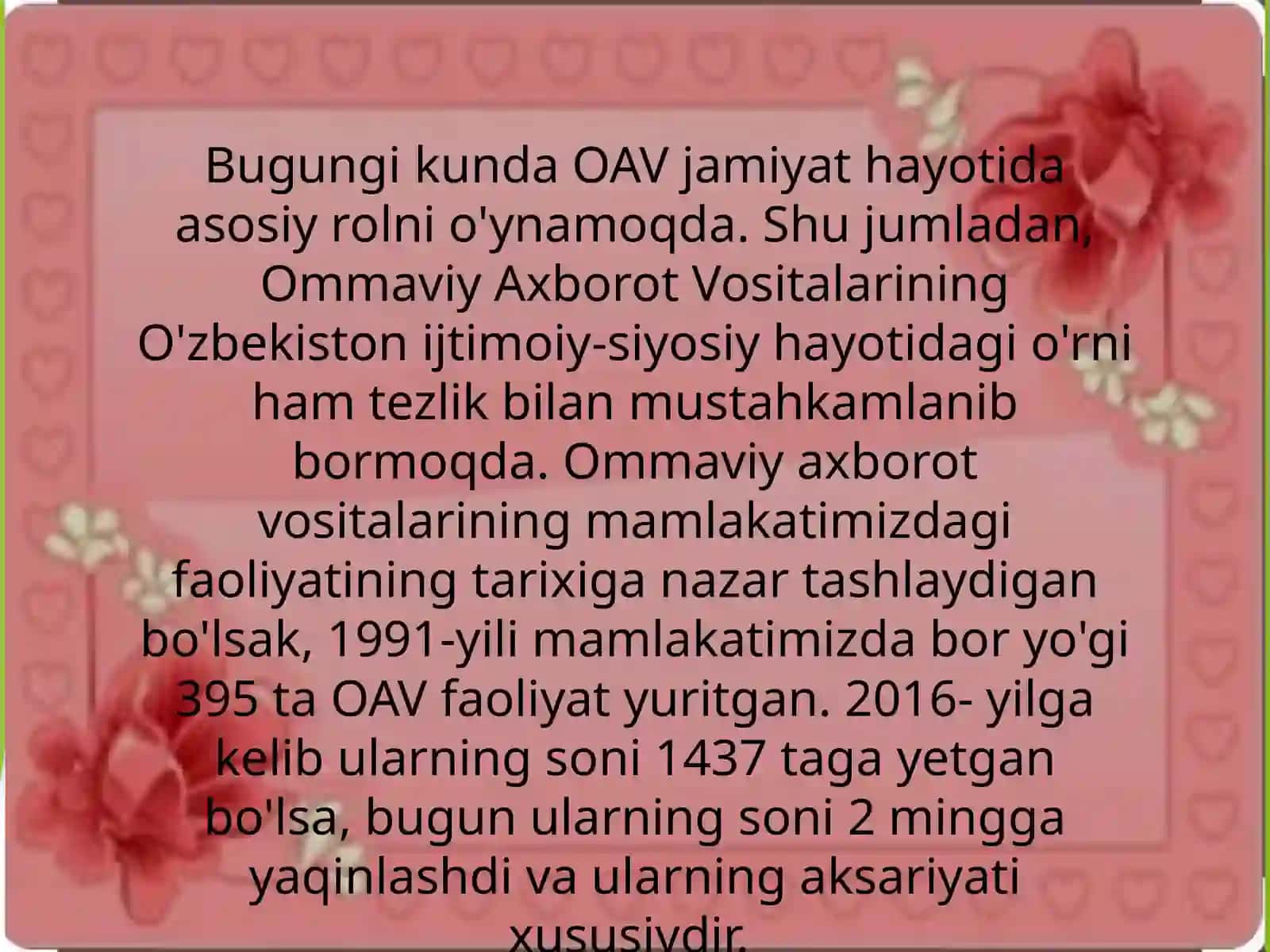 Òzbekiston Respublikasida ommaviy axborot vositalarining faoliyati 3