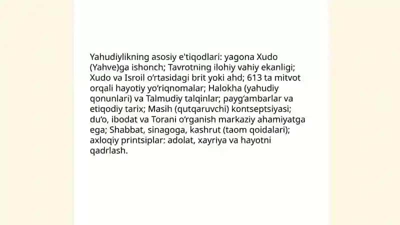 Yahudiylik ta'limoti, an'ana va marosimlari 3
