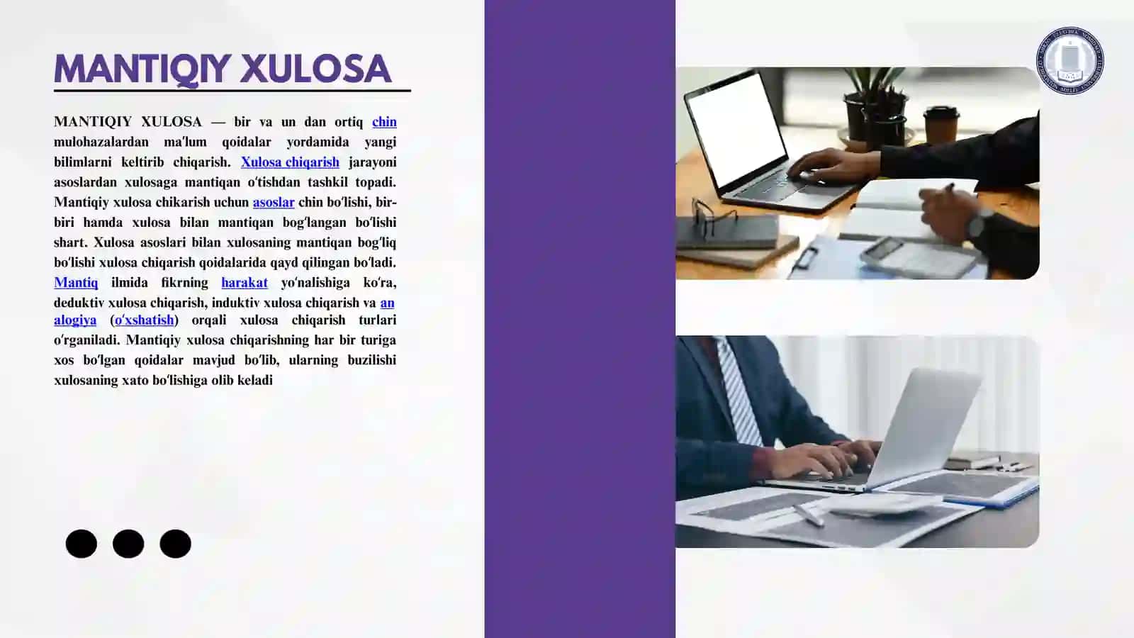 XULOSA CHIQARISHNING UMUMIY MANTIQI 3
